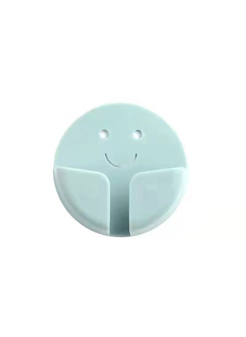 Generic Smiley Face Plug Hook No Punching Fixed Data Cable Charger Power Plug Socket Hook Wall Mounted Wiring Organizer Home Supplies Blue 