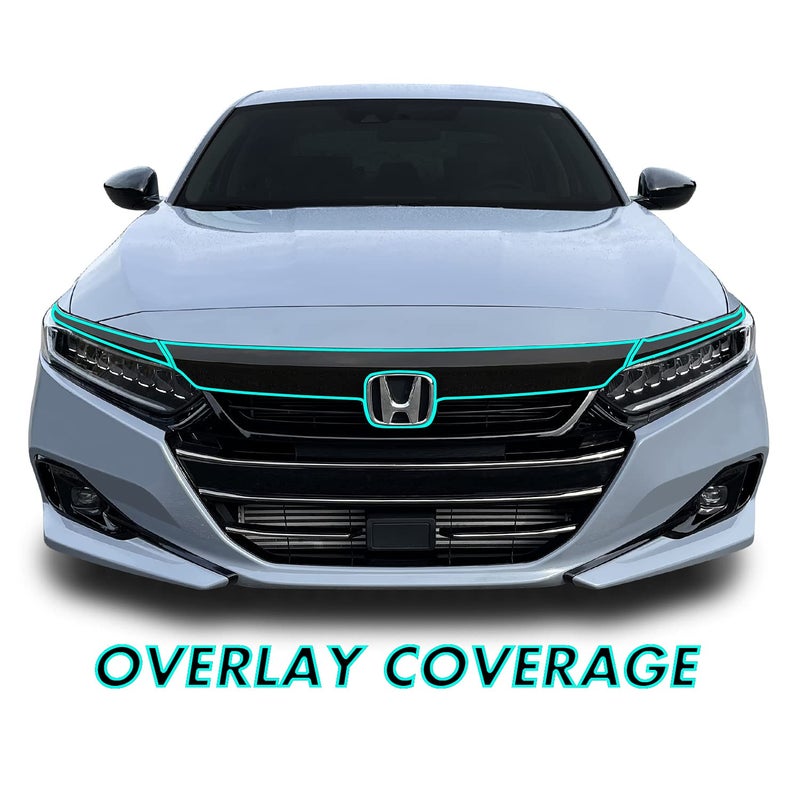 SlickMod Chrome Delete Blackout Vinyl Overlay for 2021 Honda Accord Sedan Front Grill Trim (2021 Front Grill, Gloss Black) - Image 2