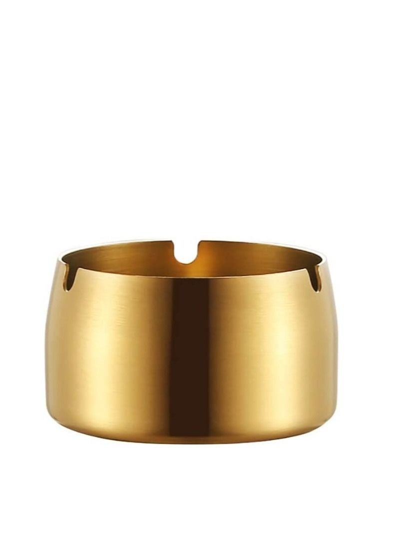 2-pack 14cm and 10cm stainless steel ashtrays, portable anti-fall ashtrays, windproof and odor-proof ashtrays with lids, suitable for patios, homes, offices, and living rooms, gold - Image 2