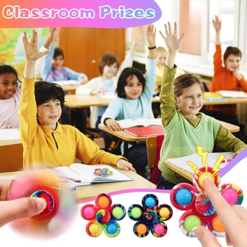 SCIONE 24 Pcs Tie Dye Fidget Spinners Sensory Toys for Kids Flower Simple Dimple Hand Spinners Stress Relief Bulk Fidget Packs Goodie Bag Fillers Classroom Prizes Birthday Party Favors - Image 5