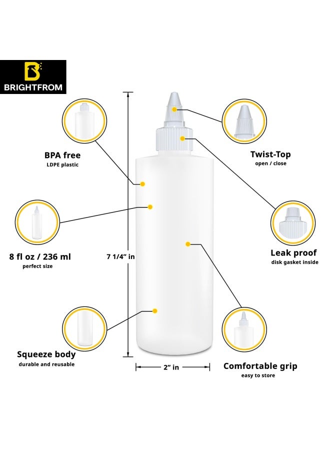 BRIGHTFROM Twist Top Applicator Bottles Squeeze 8 OZ Empty Plastic Bottles Refillable OpenClose Nozzle  Hair ColoringMulti Purpose Pack of 2 - Image 2