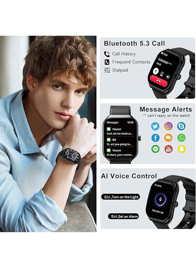 RollsTimi  Smart Watch for Men Women Compatible with iOS Android Phone,2.01" Full Touchscreen 1 ATM Waterproof Smartwatch,Fitness Tracker with Make/Recive Call 123+ Sport Modes Sleep Monitor,Black - Image 2