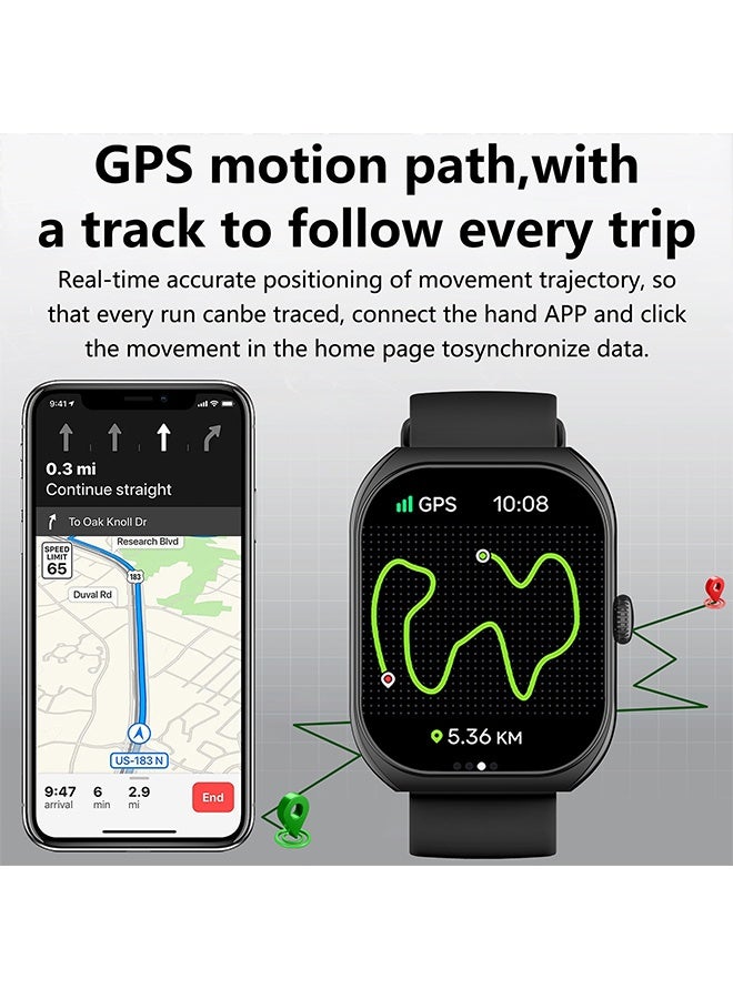 RollsTimi  Smart Watch for Men Women Compatible with iOS Android Phone,2.01" Full Touchscreen 1 ATM Waterproof Smartwatch,Fitness Tracker with Make/Recive Call 123+ Sport Modes Sleep Monitor,Black - Image 3