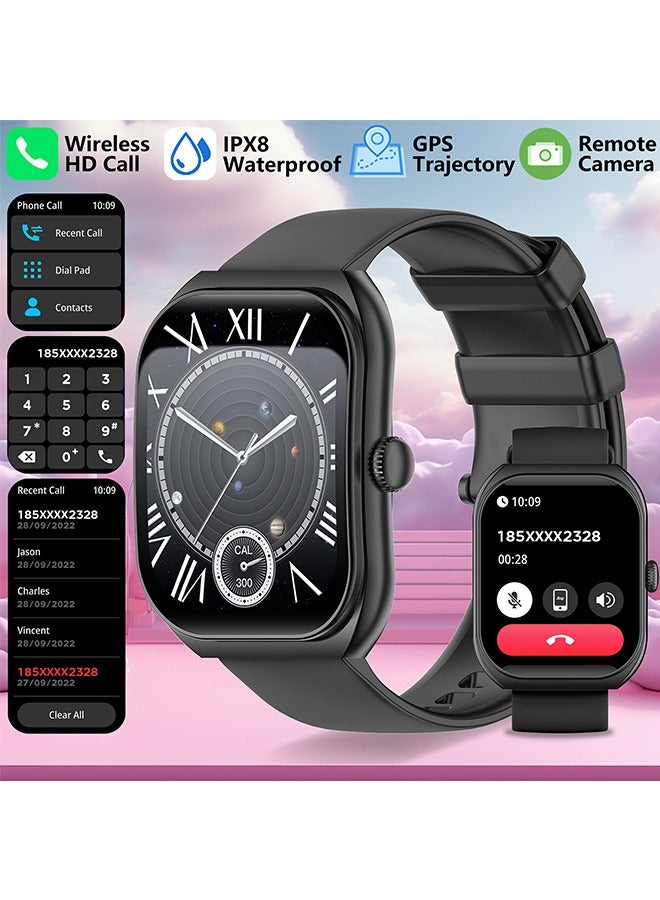 RollsTimi  Smart Watch for Men Women Compatible with iOS Android Phone,2.01" Full Touchscreen 1 ATM Waterproof Smartwatch,Fitness Tracker with Make/Recive Call 123+ Sport Modes Sleep Monitor,Black - Image 1