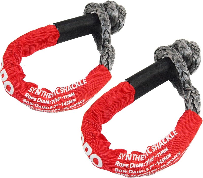 KING-PRO Synthetic Shackle 7/16"x20" Soft Shackle 35,000lbs Breaking Strength Recovery Soft Shackle with Protective Sleeves for Full-Size Truck Large SUVs Offroad Vehicels 2-Pack (Red-Gray) - Image 4