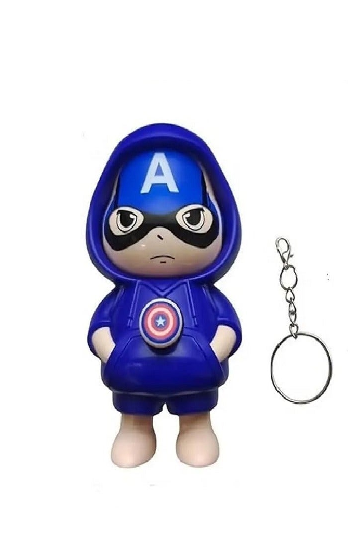 Captain America Face Changing Toy Key Holder Cartoon Character Keychain Captain America for Gift and Decor 