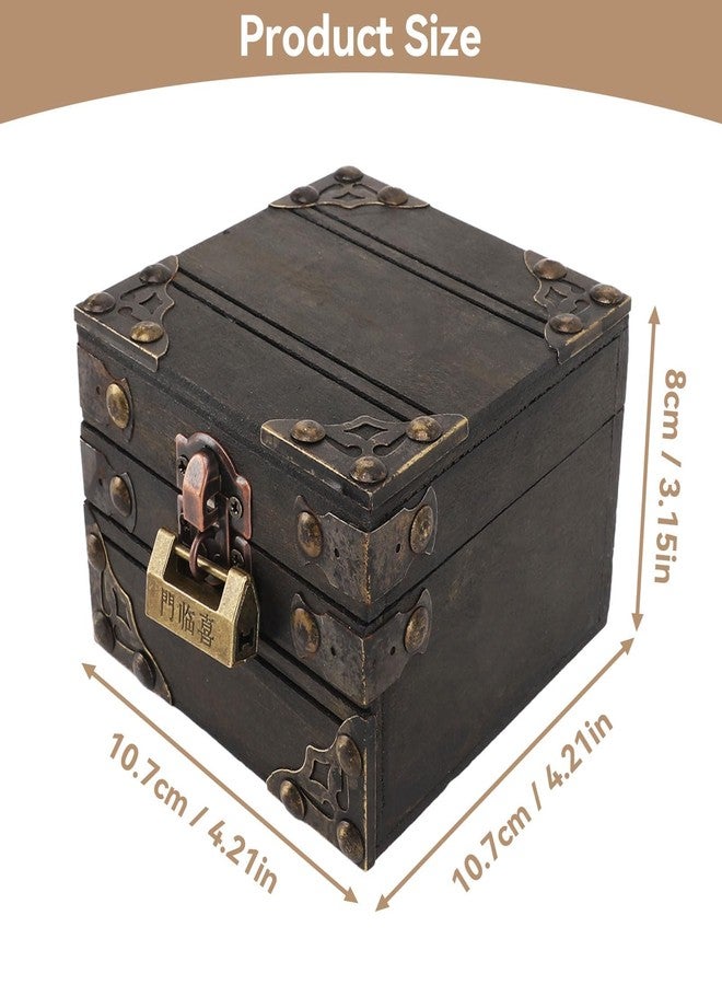 Jwthee Wooden Treasure Chest Box, Vintage Keepsake & Decorative Jewelry Storage Box, Large Jewelry & Trinket Holder Organizer with Lock and Key for Home Decoration - Image 4