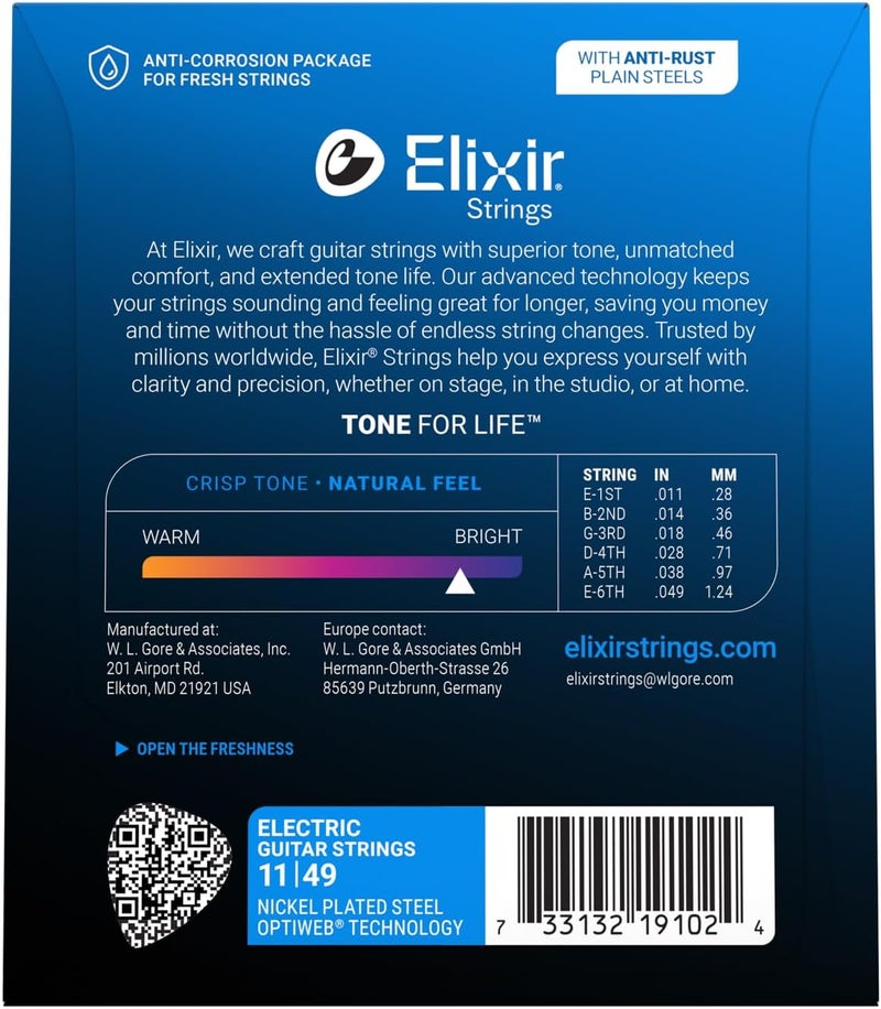 Elixir Strings 19102 Coated Nickel Electric Guitar Strings, Medium (.011-.049) - Image 2
