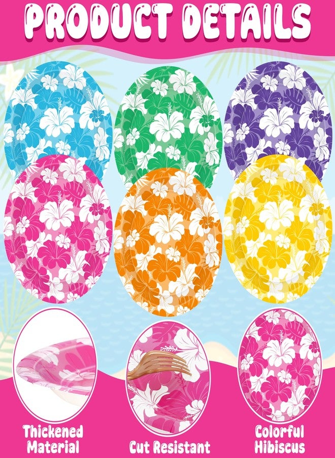 QZYL 50 Pcs Hibiscus Party Plates, Hawaiian Luau Paper Plates 9 Inch, Disposable Hawaiian Theme Tableware Set Tropical Dinnerware Aloha Decorations for Summer Beach Shower Party Supplies Serves 50 - Image 3