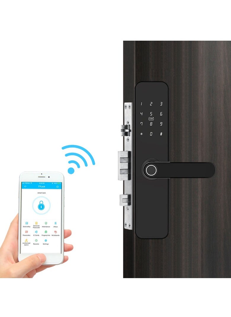 TTLock TTLOCK Wooden Door Lock H1 Graffiti Board 28 Languages ​​American Standard Smart Fingerprint Password Lock (With Fingerprint)  - Image 4