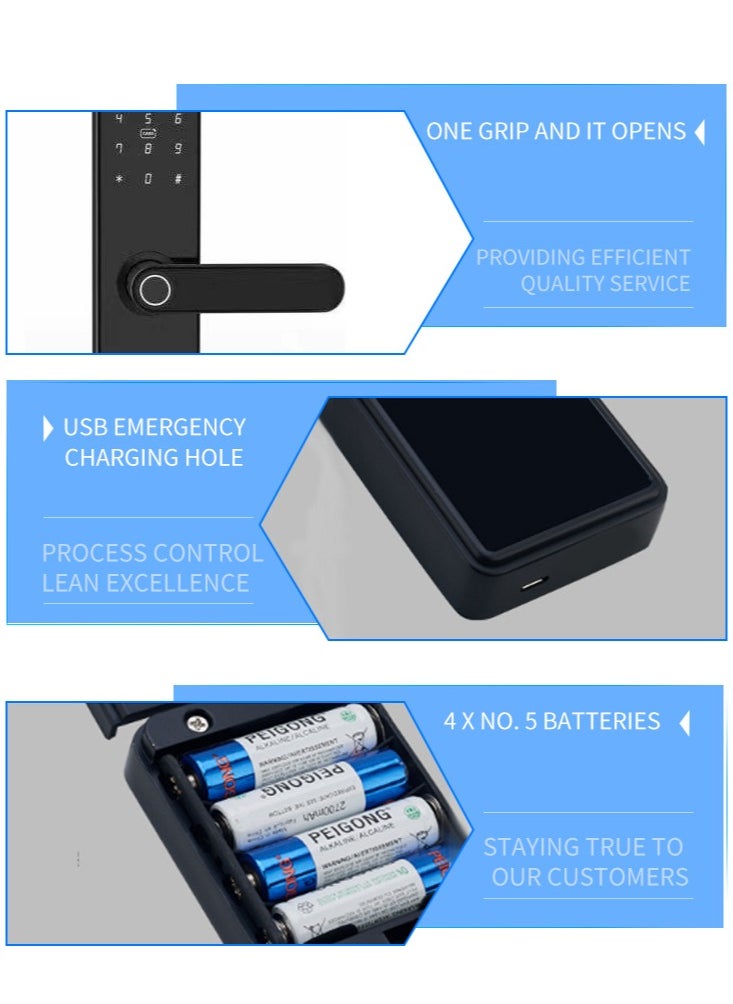 TTLOCK Wooden Door Lock H1 Graffiti Board 28 Languages ​​American Standard Smart Fingerprint Password Lock (With Fingerprint)