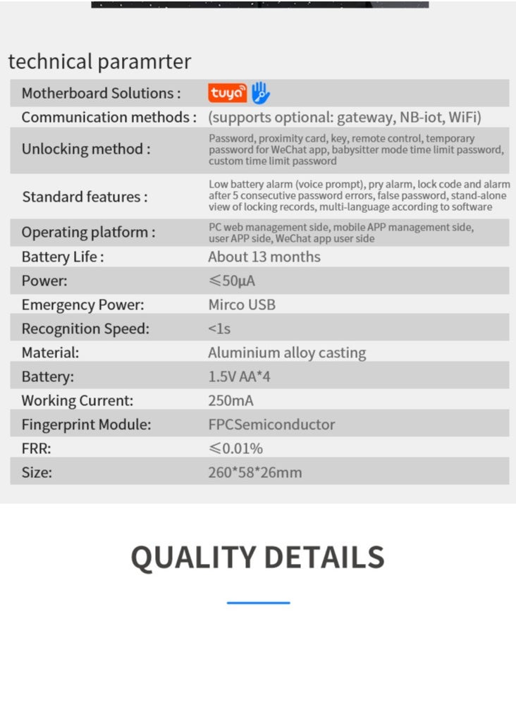 TTLOCK Wooden Door Lock H1 Graffiti Board 28 Languages ​​American Standard Smart Fingerprint Password Lock (With Fingerprint)