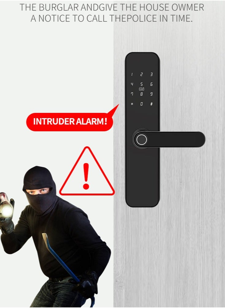 TTLOCK Wooden Door Lock H1 Graffiti Board 28 Languages ​​American Standard Smart Fingerprint Password Lock (With Fingerprint)
