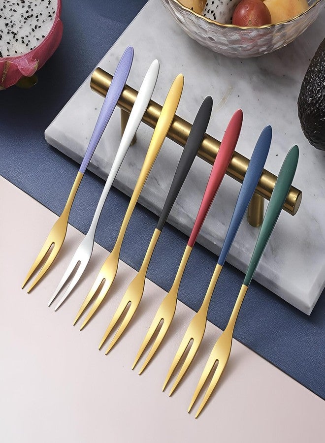 Amillee Stainless Steel Tea Fork Set – Mini Cocktail Appetizer Forks, Golden Polished Tasting Forks for Party, Wedding, Cocktail, Afternoon Tea, Travel (4, Green) - Image 5
