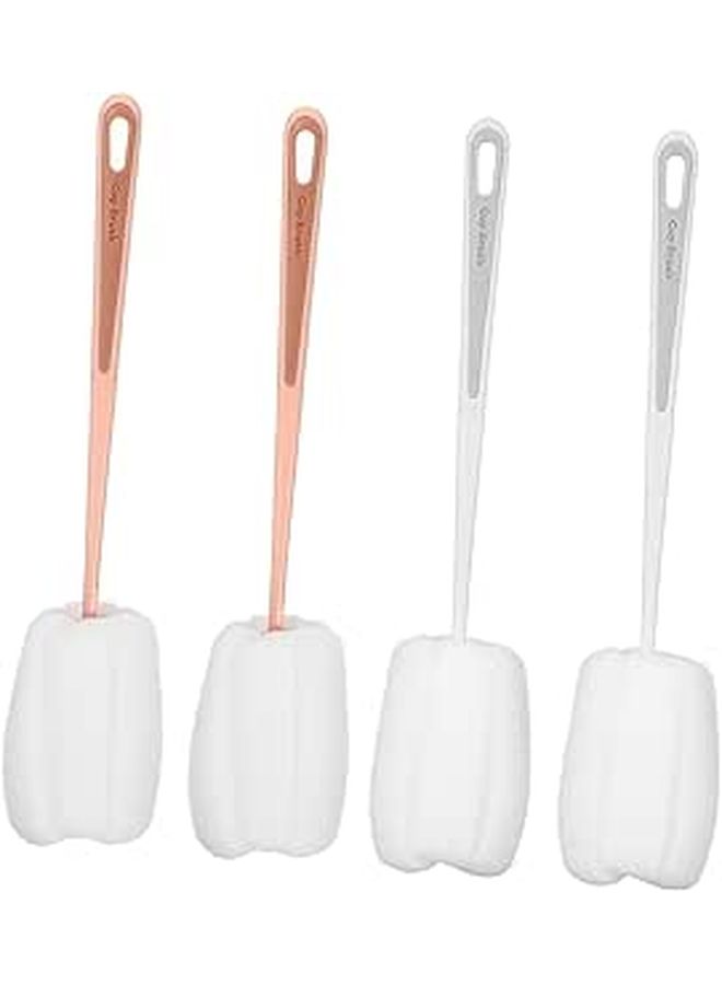 Long Handle Bottle Cleaning Brushes 4 Pack Soft Sponge Ergonomic Design For Mugs Glasses Cups Easy Storage - Image 1