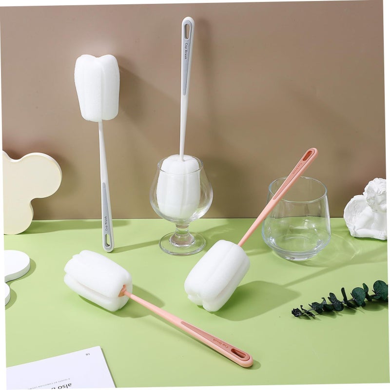 Long Handle Bottle Cleaning Brushes 4 Pack Soft Sponge Ergonomic Design For Mugs Glasses Cups Easy Storage - Image 3