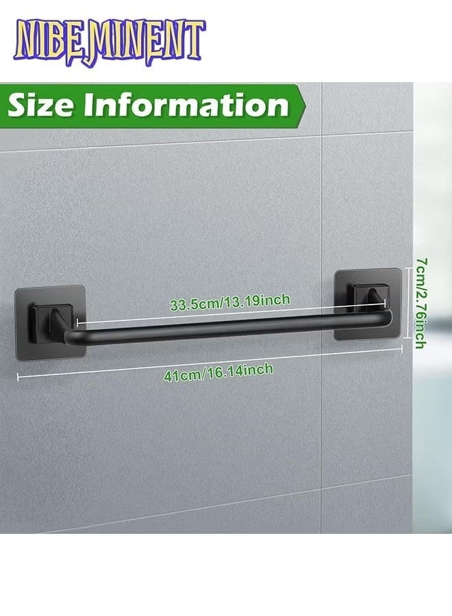 NIBEMINENT 4 PCS Wall Mount Towel Bar, Self Adhesive Towel Bar No Drill Hand Towel Hanger for Bathroom and Kitchen Towel Storage Self (Black) - Image 2