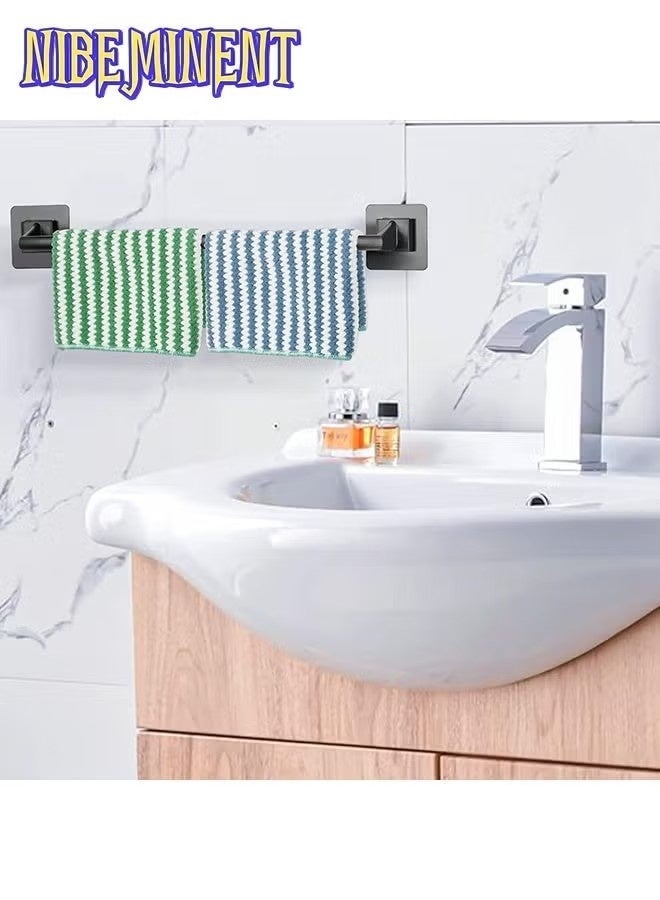 NIBEMINENT 4 PCS Wall Mount Towel Bar, Self Adhesive Towel Bar No Drill Hand Towel Hanger for Bathroom and Kitchen Towel Storage Self (Black) - Image 3