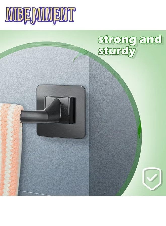 NIBEMINENT 4 PCS Wall Mount Towel Bar, Self Adhesive Towel Bar No Drill Hand Towel Hanger for Bathroom and Kitchen Towel Storage Self (Black) - Image 4