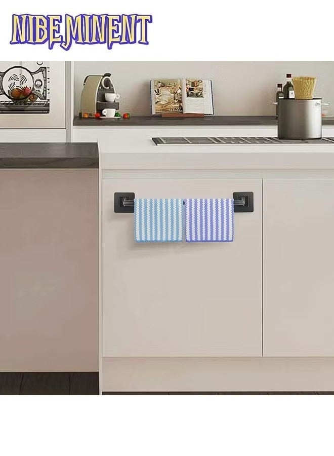 NIBEMINENT 4 PCS Wall Mount Towel Bar, Self Adhesive Towel Bar No Drill Hand Towel Hanger for Bathroom and Kitchen Towel Storage Self (Black) - Image 5