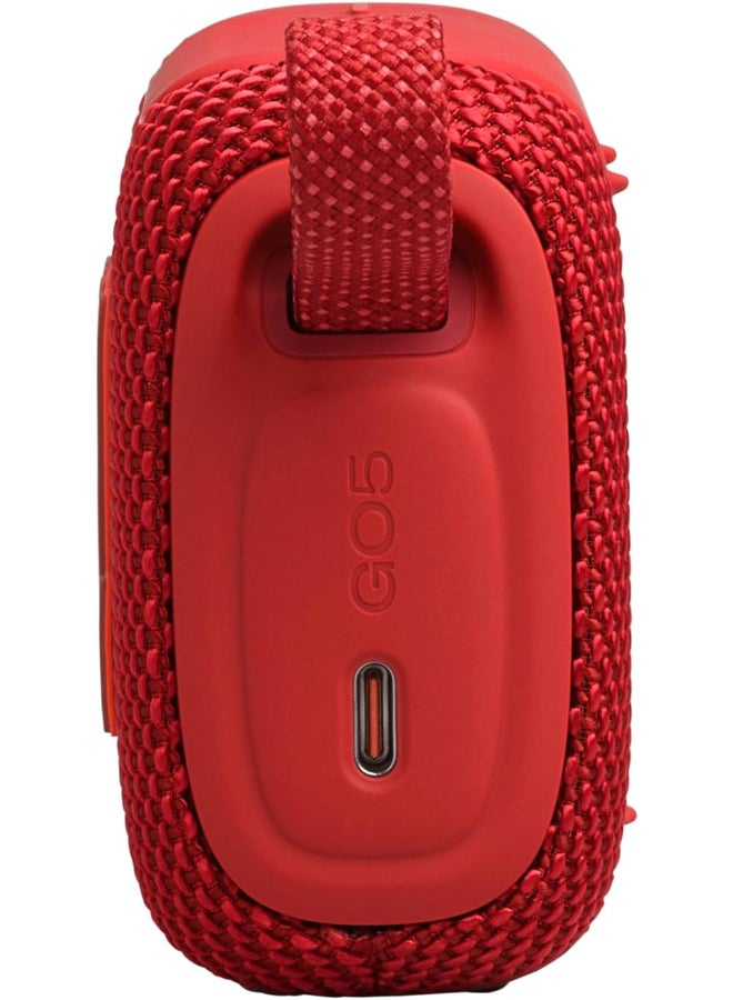 JBL Go 5 Portable Bluetooth Speaker with Ambient Edge Lighting, IP68 Waterproof & Dustproof, 10H Playtime, AirTouch Stereo Pairing, Auracast™, USB-C Lossless Audio – Compact & Drop-Proof, Red - Image 5