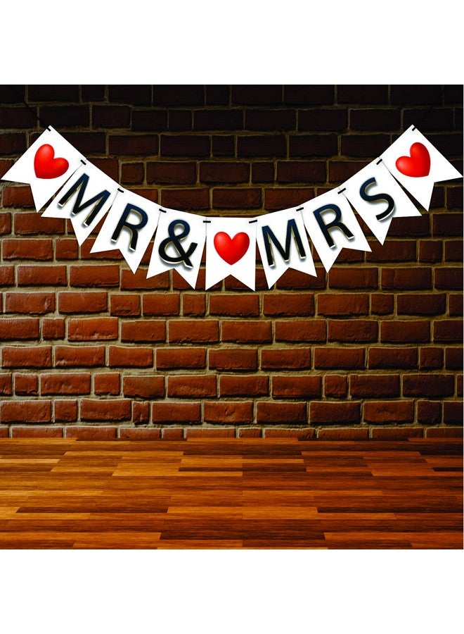 WOBBOX Bachelorette Bunting Banner, Bridal Shower Decorations, Bachelorette Party Banner For Bride & Groom, Bachelorette Party Decorations Items- Black & Red Mr & Mrs - Image 1