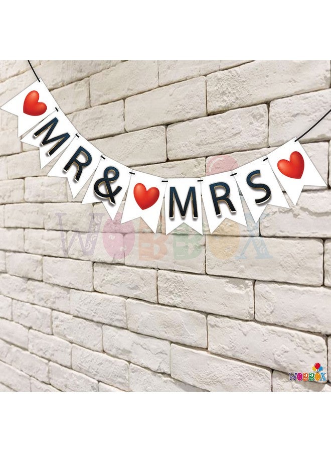 WOBBOX Bachelorette Bunting Banner, Bridal Shower Decorations, Bachelorette Party Banner For Bride & Groom, Bachelorette Party Decorations Items- Black & Red Mr & Mrs - Image 4