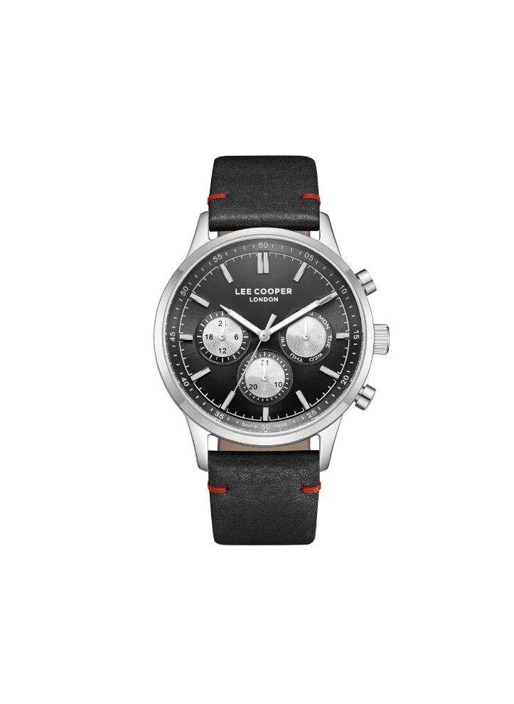 Lee Cooper LEE COOPER LC08001.351 Men's Multi Function Display Watch & Leather Strap Silver