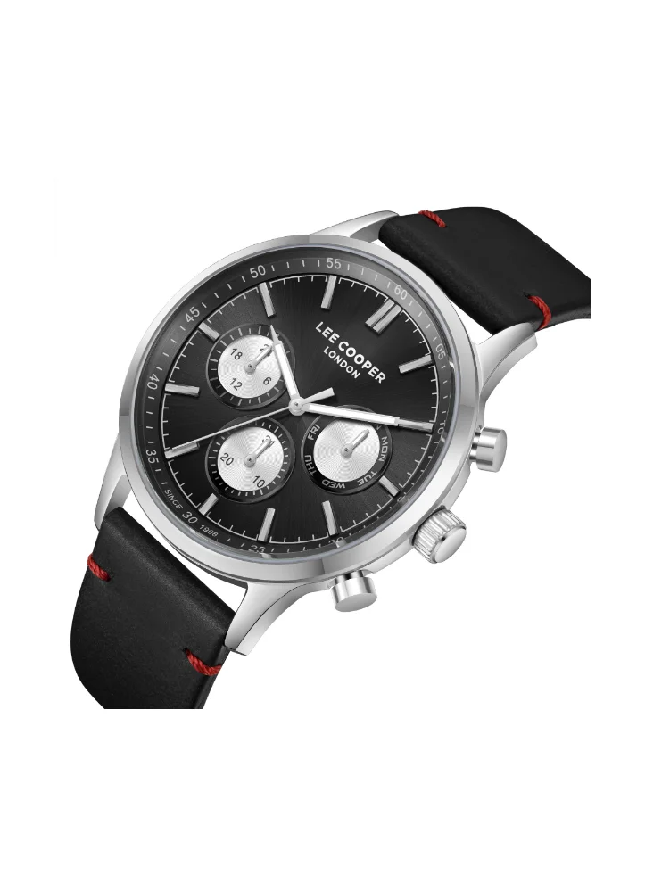 Lee Cooper LEE COOPER LC08001.351 Men's Multi Function Display Watch & Leather Strap Silver