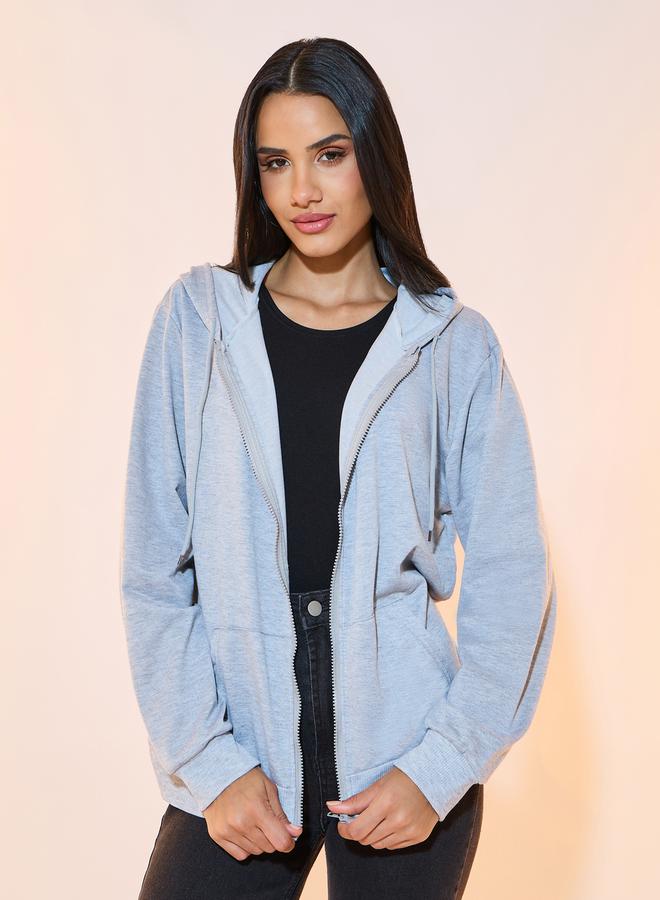 تايك تو جاكيت سادة بسحَّاب غلق وياقة هودي - Image 2