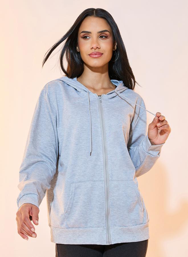 تايك تو جاكيت سادة بسحَّاب غلق وياقة هودي - Image 1