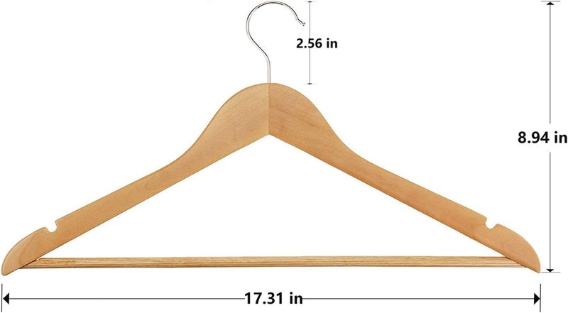 OOTORI Solid Wood Coat Hangers, Non-Slip Cloth Hangers with Notches & 360° Swivel Hook (16 Pack)… - Image 5