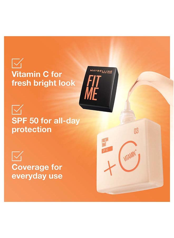 MAYBELLINE NEW YORK Fit Me Fresh Tint Foundation SPF 50 with Brightening Vitamin C, 5.6  - Image 2