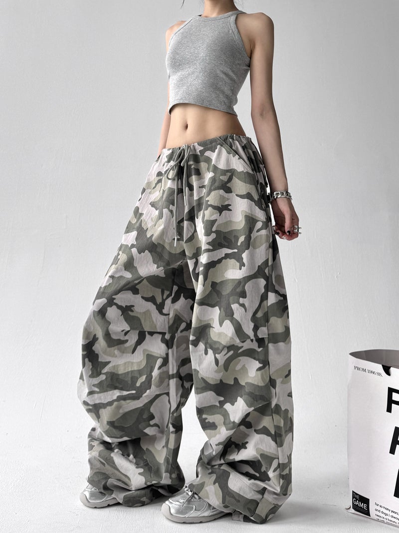 American Retro Camouflage Wide-Leg Pants Women'S 2025 Loose Chic Casual Cargo Pants - Image 5