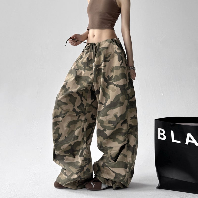 American Retro Camouflage Wide-Leg Pants Women'S 2025 Loose Chic Casual Cargo Pants - Image 1
