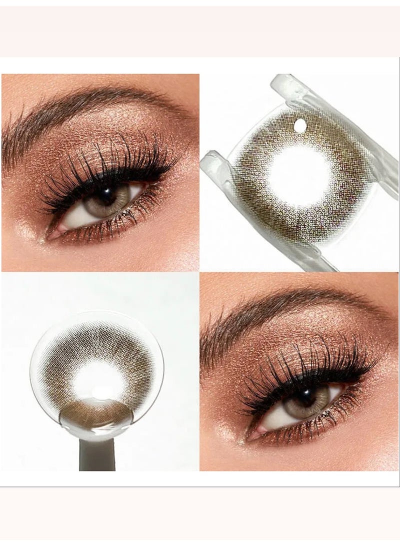 Unibling Latte Brown Yearly Colored Contact Lenses, Unisex Cosmetic Contact Lenses, Enlargement Collection, Dark Brown, With Case - Image 2