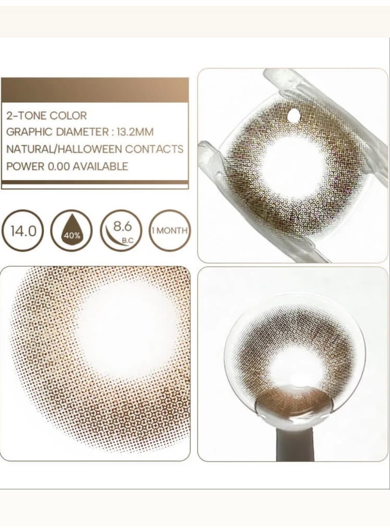 Unibling Latte Brown Yearly Colored Contact Lenses, Unisex Cosmetic Contact Lenses, Enlargement Collection, Dark Brown, With Case - Image 4