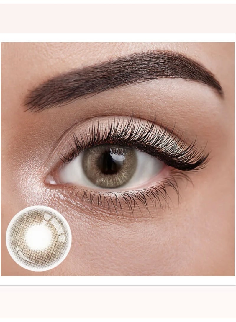 Unibling Latte Brown Yearly Colored Contact Lenses, Unisex Cosmetic Contact Lenses, Enlargement Collection, Dark Brown, With Case - Image 1