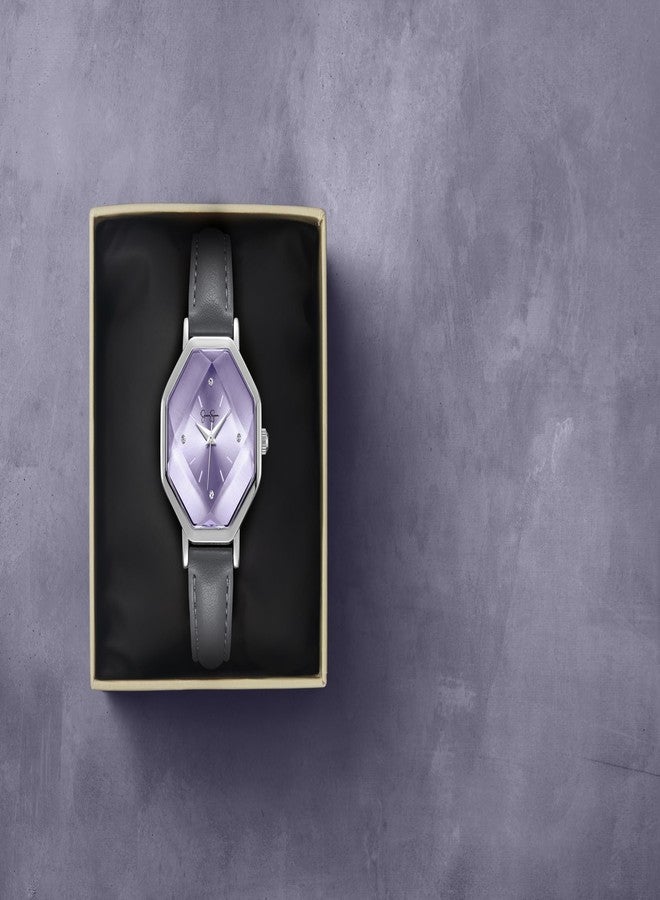 Jessica Simpson Women's Leather Band Watch, Octagon Faceted Crystal Dial, Classic Quartz Movement, Stylish Dress Watch for Women - Image 3