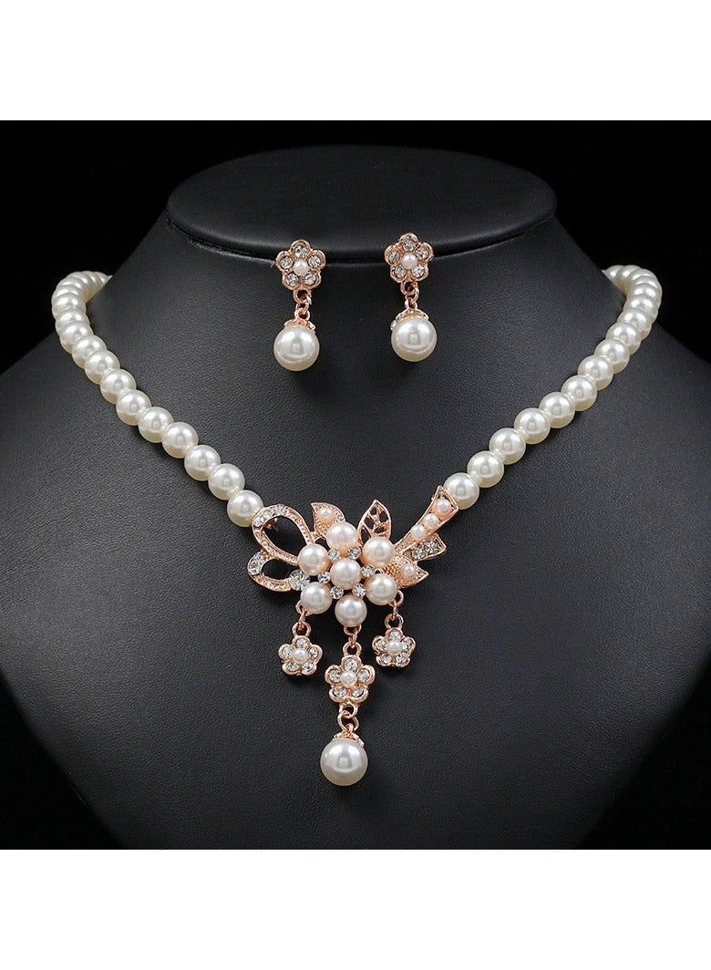 Goolsky New Fashion Pearl Flower Jewelry Set for Women | Trendy Necklace & Earrings | Electroplated Alloy | Hot-Selling Western Style Accessories  - Image 1