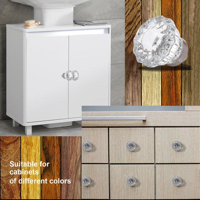 CEYMIO Crystal Cabinet Knobs 8 Pack Clear Glass Pulls for Kitchen Bedroom Bathroom Living Room Furniture, Brushed Nickel Base Old Style Cabinets Closet Dresser Drawers Cupboard Handles - Image 4