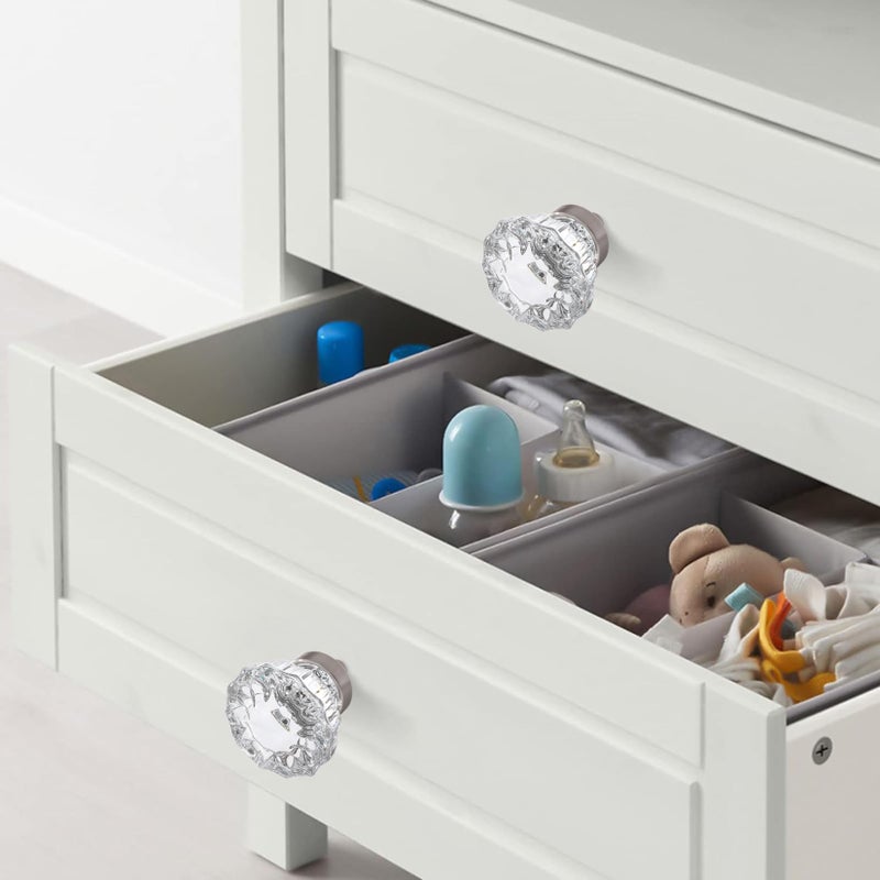 CEYMIO Crystal Cabinet Knobs 8 Pack Clear Glass Pulls for Kitchen Bedroom Bathroom Living Room Furniture, Brushed Nickel Base Old Style Cabinets Closet Dresser Drawers Cupboard Handles - Image 2