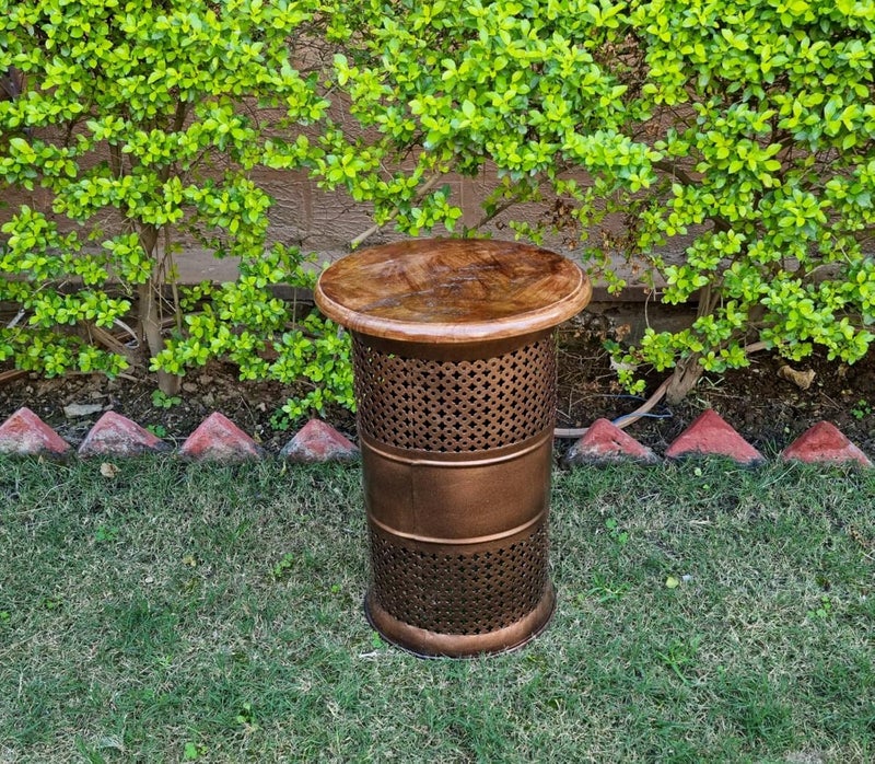 ZXC Metal 18 Inch Copper Sitting Stool Mudda Home Decoration - Image 4