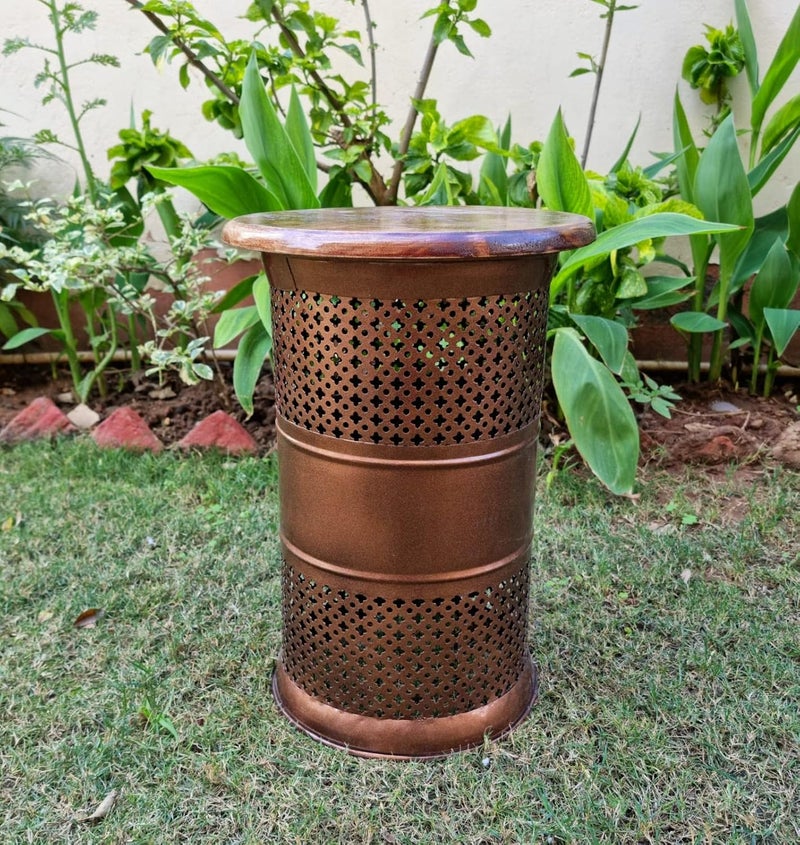 ZXC Metal 18 Inch Copper Sitting Stool Mudda Home Decoration - Image 5