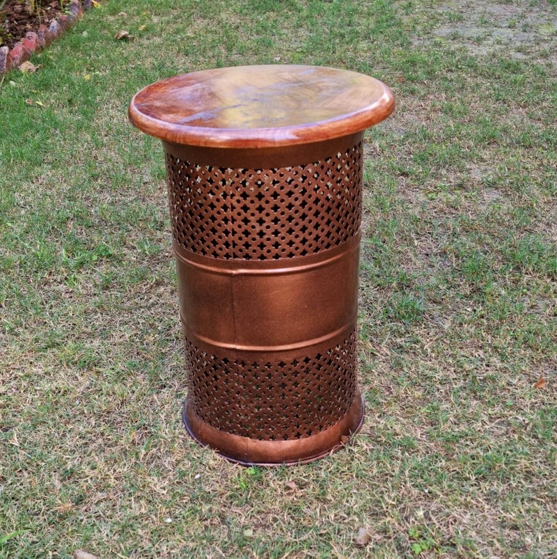 ZXC Metal 18 Inch Copper Sitting Stool Mudda Home Decoration - Image 3