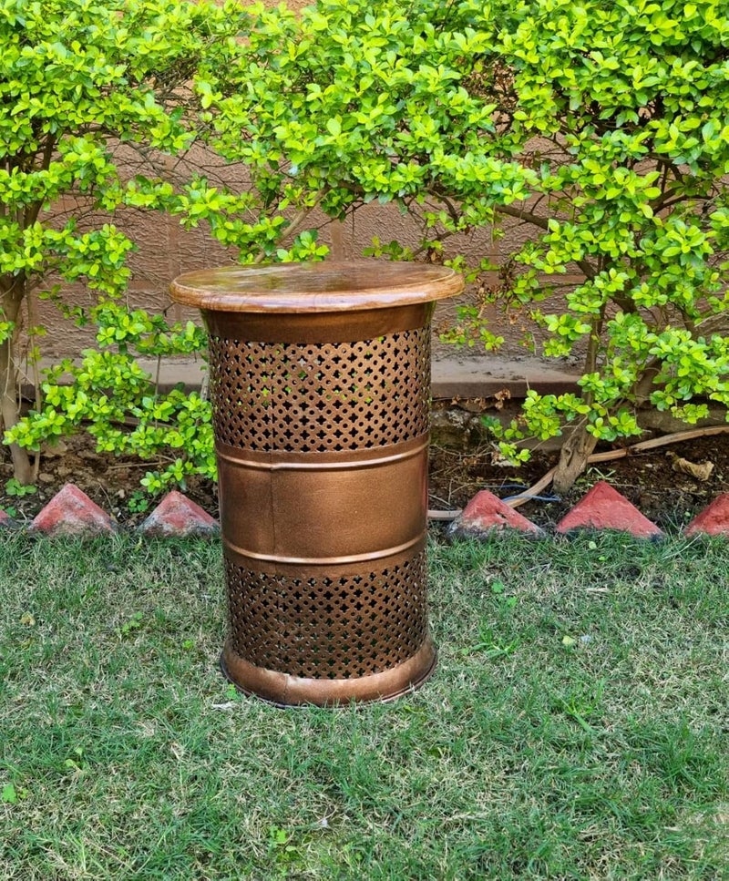 ZXC Metal 18 Inch Copper Sitting Stool Mudda Home Decoration - Image 1