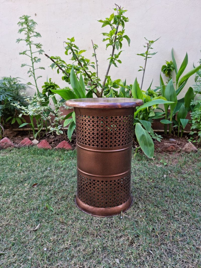ZXC Metal 18 Inch Copper Sitting Stool Mudda Home Decoration - Image 2
