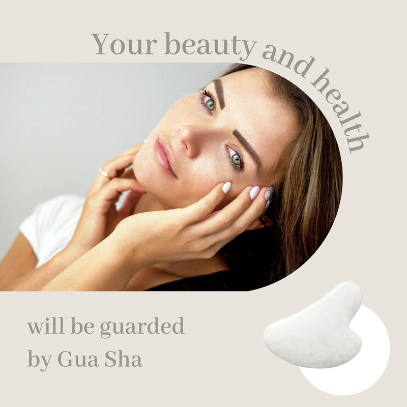Rena Chris Gua Sha Facial Tools, Natural Jade Guasha Tool, Manual Massage Sticks for Jawline Sculpting and Puffiness Reducing, Skin Care Gift (White) - Image 5