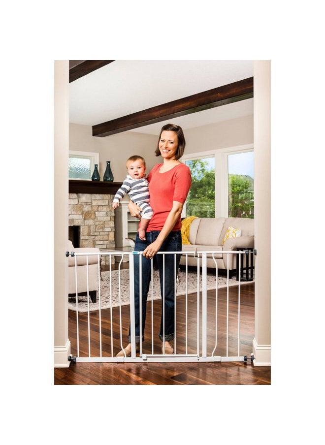 Regalo Easy Open 47-Inch Super Wide Walk Thru Baby Gate, Bonus Kit, Includes 4-Inch and 12-Inch Extension Kit, 4 Pack Pressure Mount Kit and 4 Wall Cups and Mounting Kit , 11 Count (Pack of 1)  - Image 1