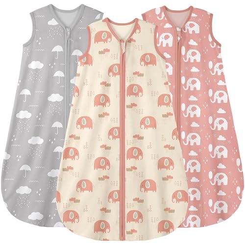 Yoofoss Baby Sleep Sack 12-18 Months Wearable Blanket for Babies 100% Organic Cotton 2-Way Zipper TOG 0.5 Toddler Sleeping Sack 3 Pack, Comfy Lightweight Sleep Sacks - Image 1
